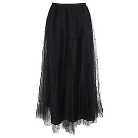 RED Valentino Midi-Tüllrock mit Schweizer Punkten aus schwarzem Polyester Schwarz