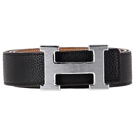 Hermès Constance Belt Buckle & Reversible Strap 38 mm in Black Leather Black