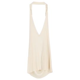 Top Halter de Tricô Ivey da Nili Lotan em Seda Creme Branco Cru
