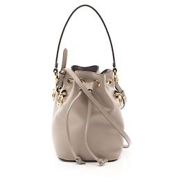 Bolsa de couro Mini Mon Tresor da Fendi Marrom Bege