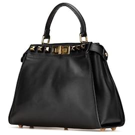 Fendi-Fendi Leather Peekaboo Studs 2way Bag 8BN290-Black