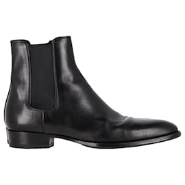 Saint Laurent- Saint Laurent Wyatt Chelsea Boots in Black Leather-Black