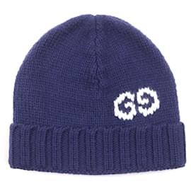 Gucci-Gorro de lã tricotado com logo GG da Gucci-Azul