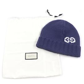 Gucci-Gorro de lã tricotado com logo GG da Gucci-Azul