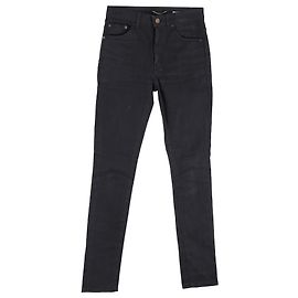Jean slim taille haute en coton noir Saint Laurent Noir