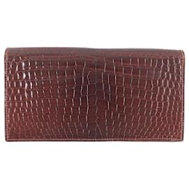 Hermès-HERMES MC2 Crocodile Bifold Wallet Brown-Brown