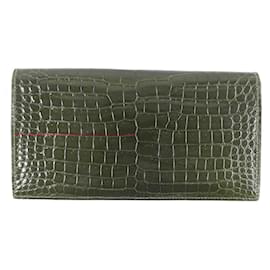 Hermès-HERMES MC2 Crocodile Bifold Wallet Brown-Brown