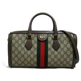 Gucci Ophidia GG Supreme 2way Boston Bag Brown Beige