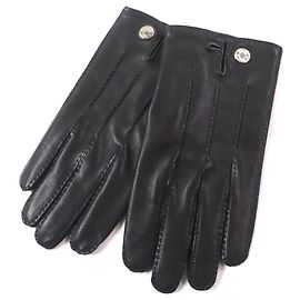 Hermès Hermes Serie Button Lamb Leather Gloves Black
