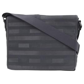 Armani-Armani Coated Canvas Leather Messenger Bag-Black