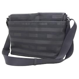 Armani-Armani Coated Canvas Leather Messenger Bag-Black