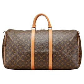 Louis Vuitton-Louis Vuitton Monogram Keepall 55 Boston Bag M41424-Brown