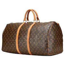 Louis Vuitton-Louis Vuitton Monogram Keepall 55 Boston Bag M41424-Brown