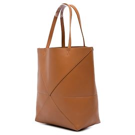 Loewe Medium Shiny Kalbsleder Puzzle Falt-Tasche Braun