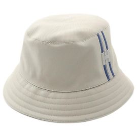 Hermès Sombrero de algodón Hermes Fred H Stripe Silex Veau Swift Verde