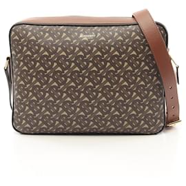 Burberry-Burberry PVC Coated Canvas TB Monogram Shoulder Bag 8022188-Brown,Beige