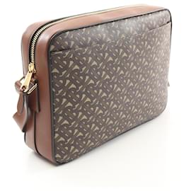 Burberry-Burberry PVC Coated Canvas TB Monogram Shoulder Bag 8022188-Brown,Beige