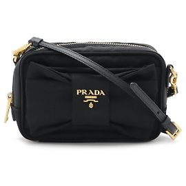 Borsa a spalla 2 in 1 in nylon/pelle Prada con nastro 1N1727 Nero