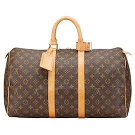 Louis Vuitton-Louis Vuitton Monogram Keepall 45 Travel Bag M41428-Brown