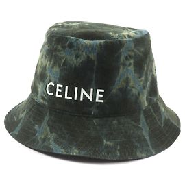 Céline Sombrero bucket tie-dye camuflaje con logo de corduroy Celine Verde