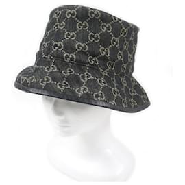 Gucci-Chapéu bucket de couro com logo GG Gucci preto L-Preto