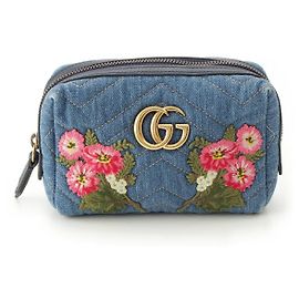 Gucci Denim GG Marmont Blumenpouch Blau