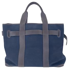 Hermès-Hermes Petit Sac Ceinture MM Canvas/Leather Tote Bag-Blue