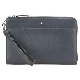 Montblanc Grey Leather Clutch Bag Grey