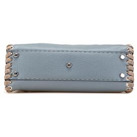Fendi-Fendi Medium Leather Whipstitch Peekaboo Satchel-Blue