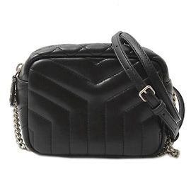 Yves Saint Laurent Bolsa Bowling 2way Loulou Mini em Couro de Bezerro Saint Laurent 457588 Preto