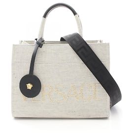 Bolsa tote 2 em 1 em lona Versace 1014568 Cinza