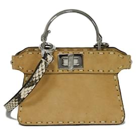Fendi-Fendi Peekaboo ISeeU Suede Handbag-Brown
