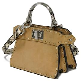 Fendi-Fendi Peekaboo ISeeU Suede Handbag-Brown