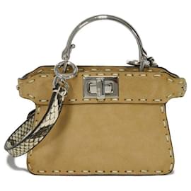 Fendi-Fendi Peekaboo ISeeU Suede Handbag-Brown