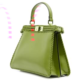 Fendi-Fendi Medium Leather Whipstitch Peekaboo Iseeu Satchel-Orange