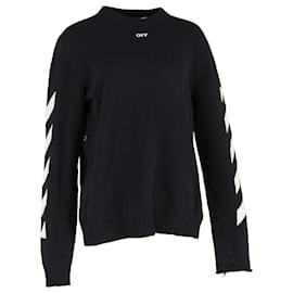Off White Off-White Stricklogo-Pullover aus schwarzer Baumwolle Schwarz
