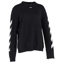 Off White Pull en coton noir avec logo tricoté Off-White Noir