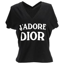 Camiseta V-neck impressa Dior J'Adore em algodão preto Preto