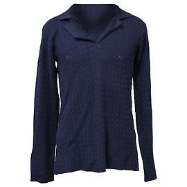 Pull en coton bleu marine avec détail tissé Giorgio Armani Bleu Bleu Marine