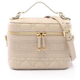 Christian Dior Dior DIORTRAVEL Small Vanity Leather Handbag Brown Beige