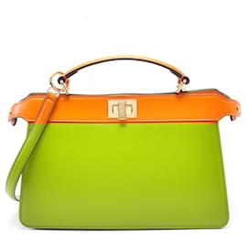 Fendi-Fendi Leather Peekaboo ISeeU EastWest 2way Bag 8BN323-Orange