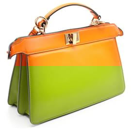 Fendi-Fendi Leather Peekaboo ISeeU EastWest 2way Bag 8BN323-Orange