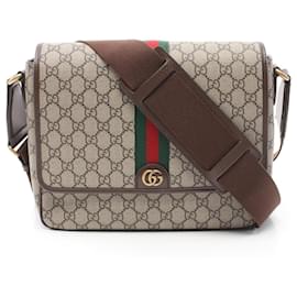 Gucci-Gucci Ophidia GG Supreme Coated Canvas Shoulder Bag-Brown,Beige