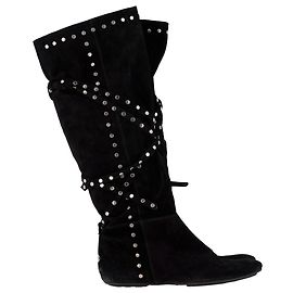 Jimmy Choo Studded Knee Boots in Black Suede Black