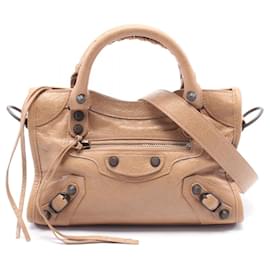 Balenciaga-Balenciaga Le City Leather Handbag-Brown