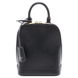 Louis Vuitton Alma Leather Backpack Black Black