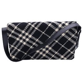 Burberry Plaid Tweed Shoulder Bag in Black and White Wool Black