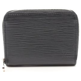 Goyard Louis Vuitton Zippy Coin Purse Leather Wallet Black