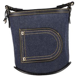 Delvaux Pin Mini Bucket Bag aus blauer Denim Blau