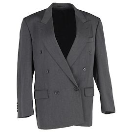 Grau Woll Doppelreiher Blazer von Saint Laurent Grau